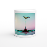 Weiß 11 Unzen Keramikbecher - hohe Wasser-Blume