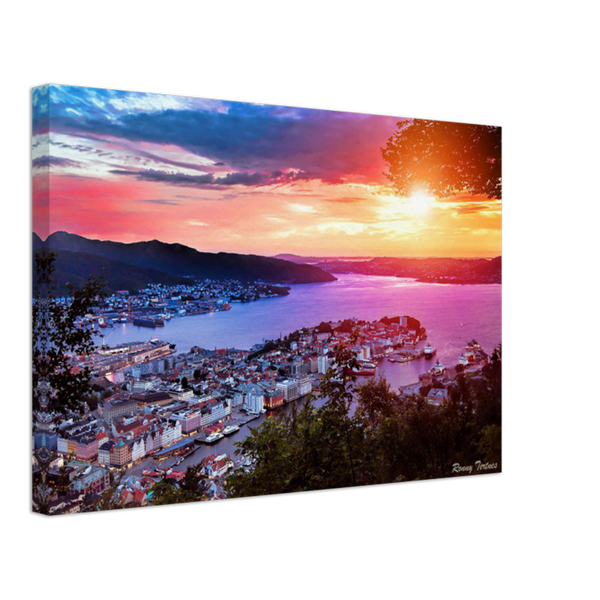 Lienzo - puesta de sol Bergen