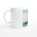 White 11oz Ceramic Mug-Tall Water FLower