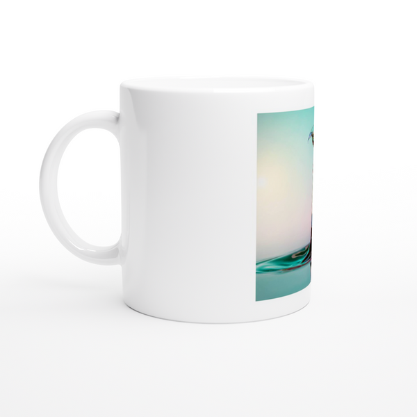 White 11oz Ceramic Mug - Tall Water FLower